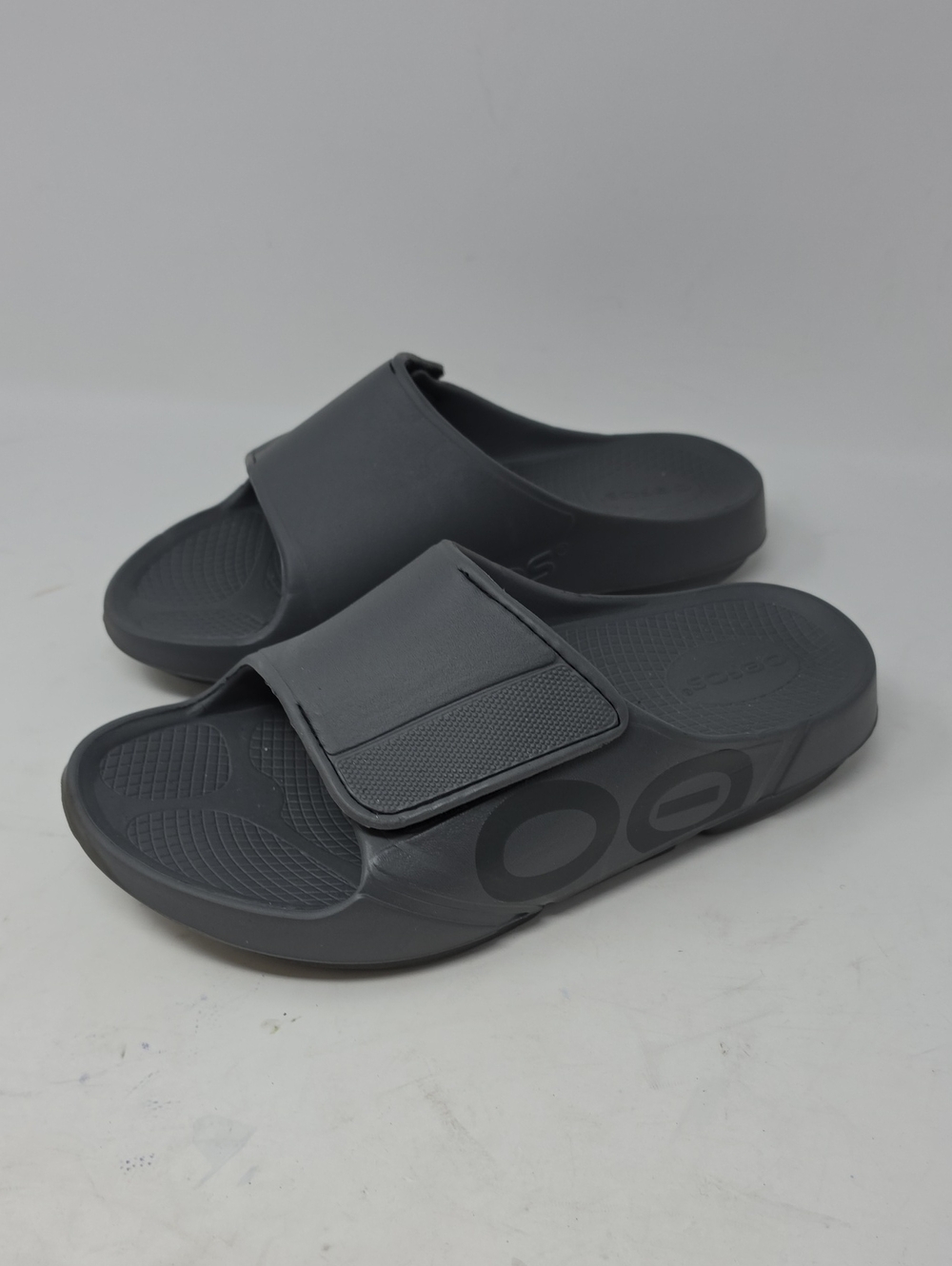 OOFOS OOAHH Sport Flexx Gray Slide Sandals Unisex Men's 8 Women's 10